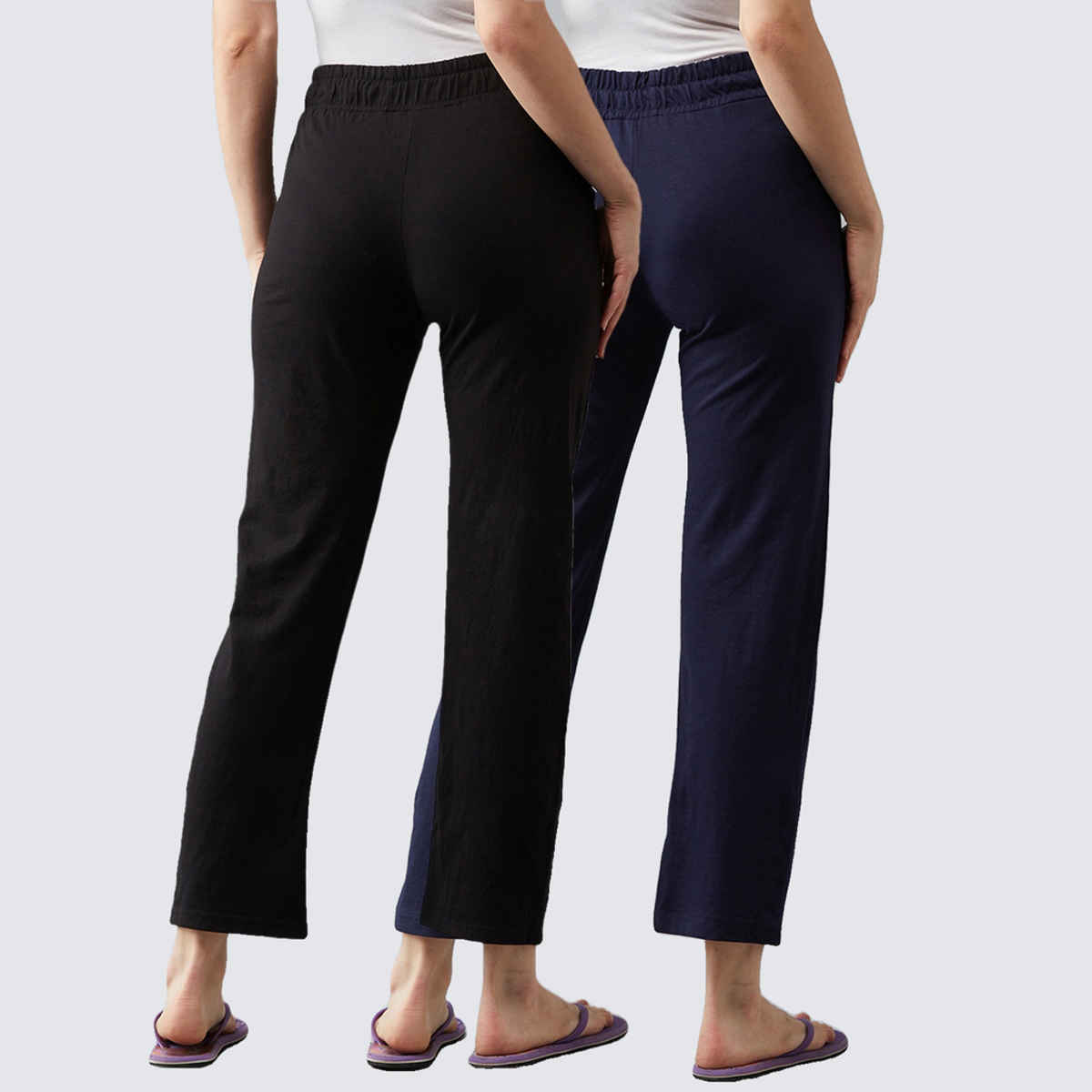 Blinkin Women's Cotton Track Pants With Side Pockets | Black Navy - 3XL