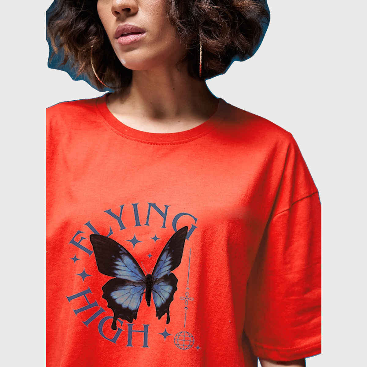 Smartees Women's Oversize Printed T-shirt | WW - Boxy - 3001 | Orange - S