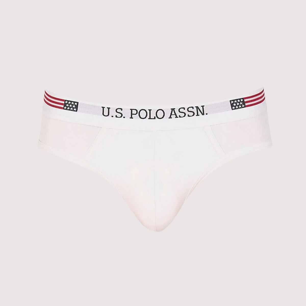 USPA Men Brief Underwear - Pack of 1 Cotton Spandex Brief - White - XL