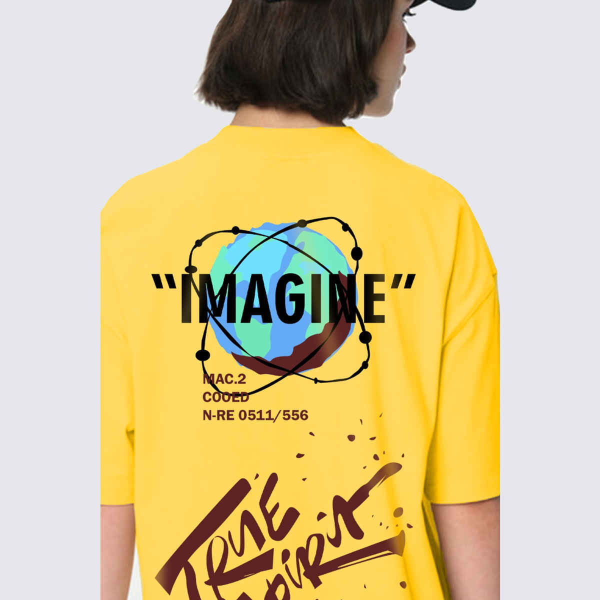 De Tees Women's Oversize Imagine T-shirt | Yellow - S