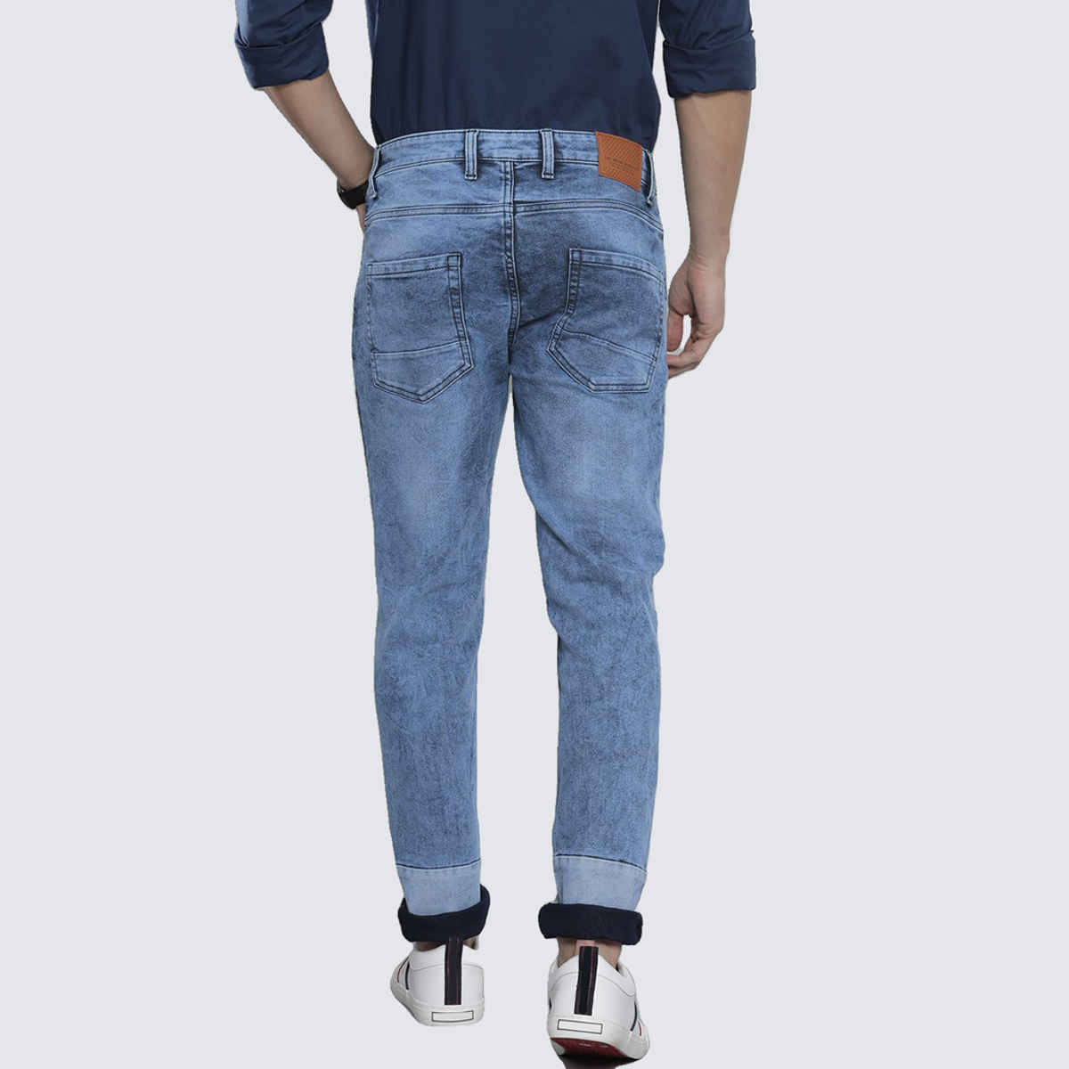The Indian Garage Co Men's Regular Fit Colourblocked Casual Jeans | Blue | 30