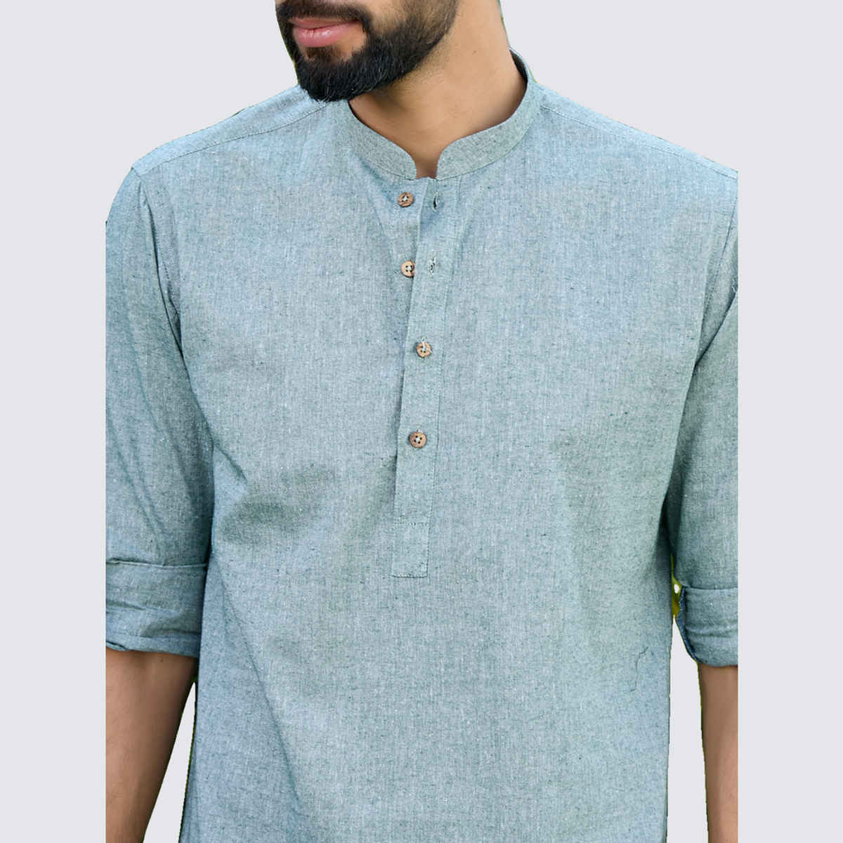 See Designs Men's Pure Cotton Short Kurta | Green - S