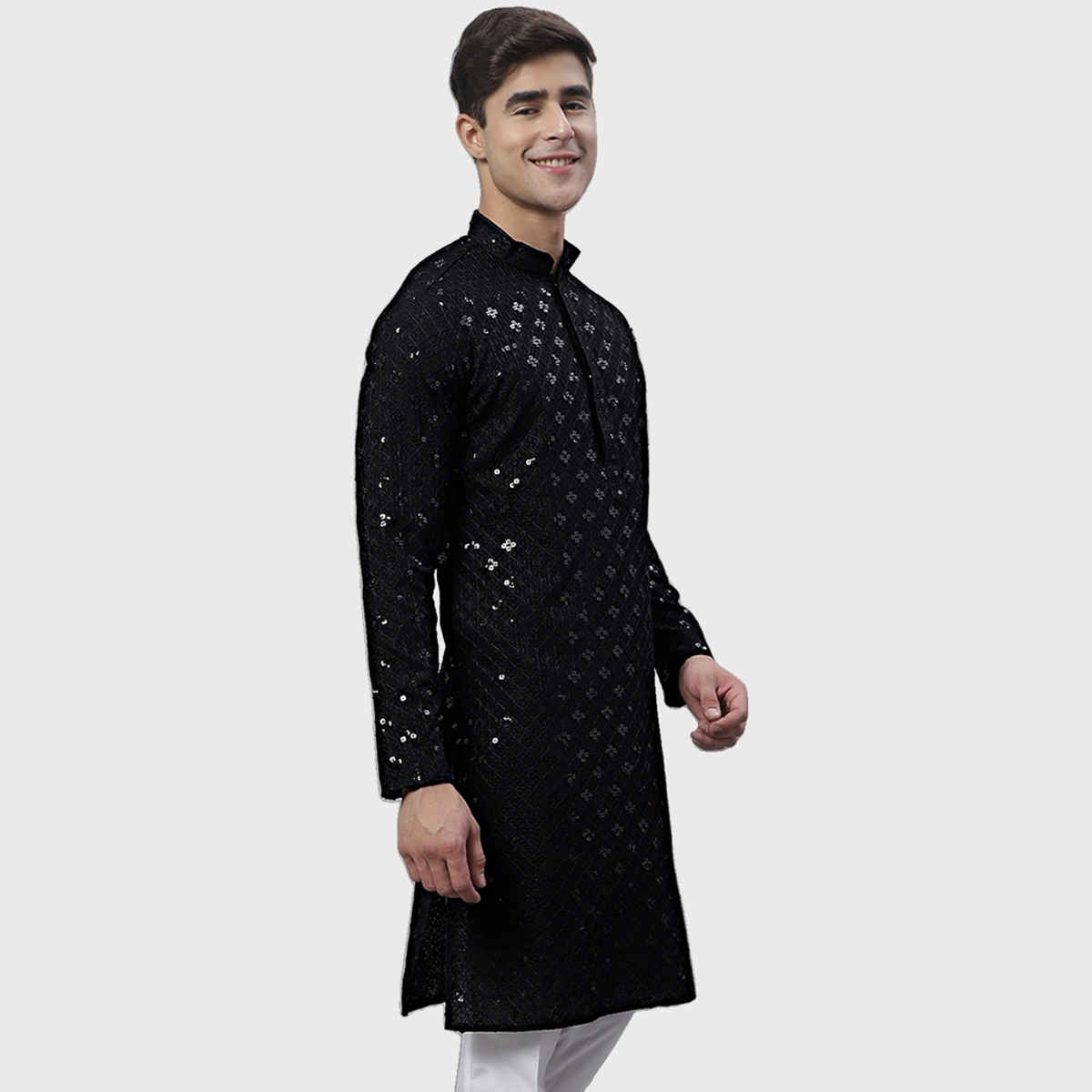 Jompers Men's Kurta | Ko 695 | Black - S