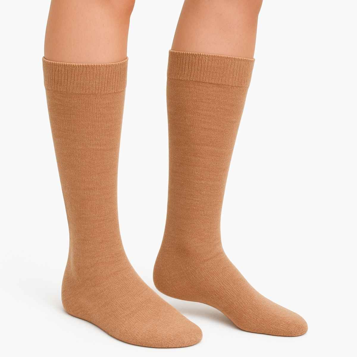 Royal Mart Unisex Solid Wool Full Wollen Socks | Cream - Free Size