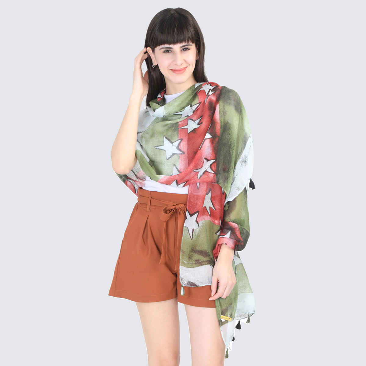 Fabseasons Women's Cotton Scarf | Green - One Size