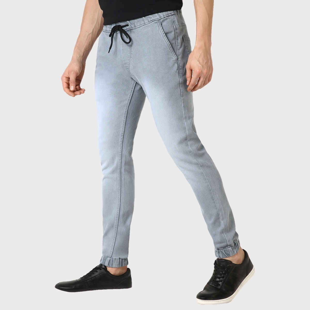 Urbano Fashion Men's Light Grey Slim Fit Stretch Jogger Jeans-30