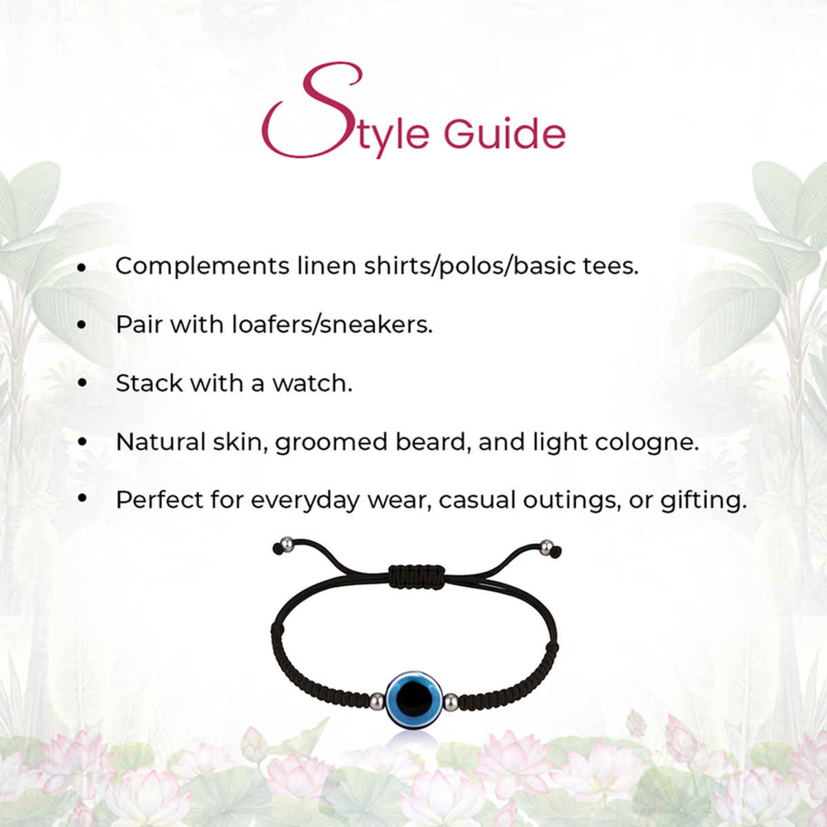 Unniyarcha 92.5 Silver Thread Evil Eye Bracelet