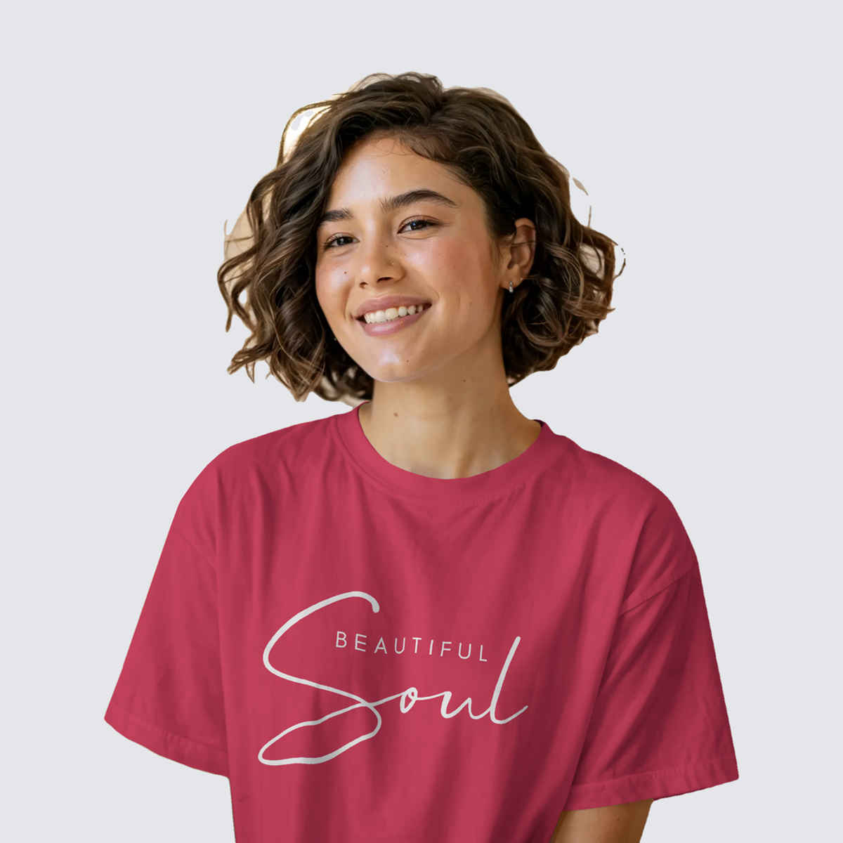 Outlaws Women's Cotton Rich Printed Half Sleeve Round Neck T - Shirt | Raspberry - L