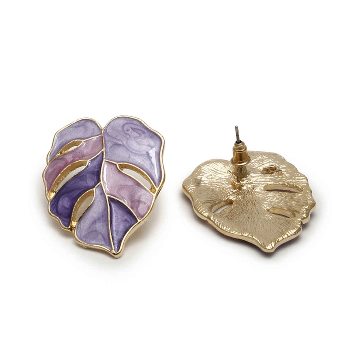 Sohi Purple Gold Plated Contemporary Studs Earrings