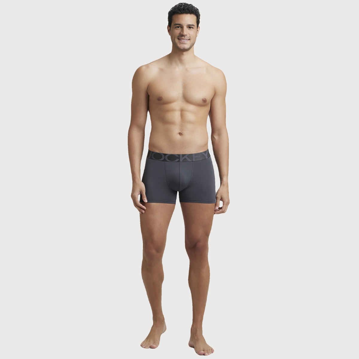 Jockey IC28 Men's Tactel Microfiber Elastane Stretch Underwear Solid Trunk | Ebony-M