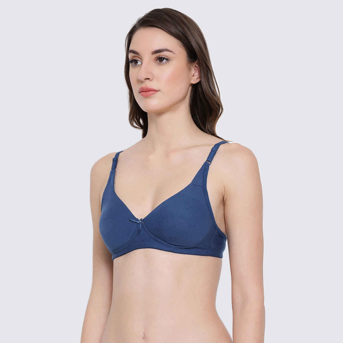 Clovia Women T-Shirt Bra Non-Padded Non-Wired Full Coverage | Blue, Black | 36D