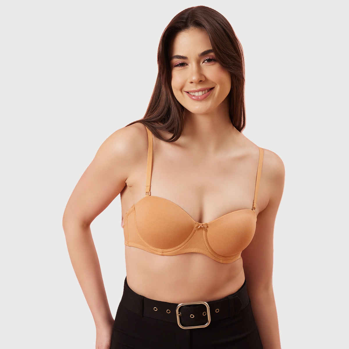 Clovia Women Cotton Padded Underwired Multiway Strapless Balconette T-Shirt Bra | Nude | 40B