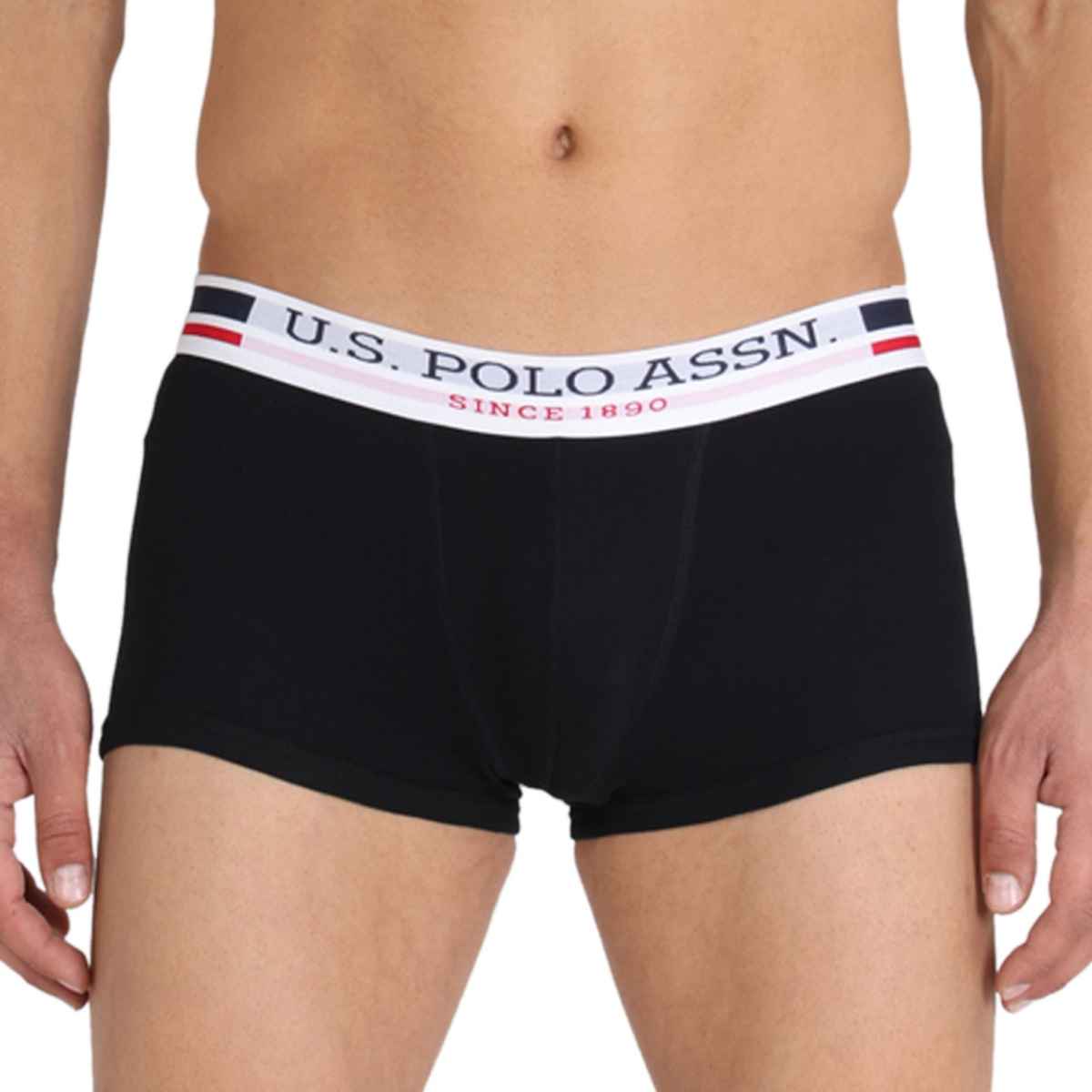 USPA Men Brief Underwear - Pack of 1 Solid Cotton Trunks - Black - M