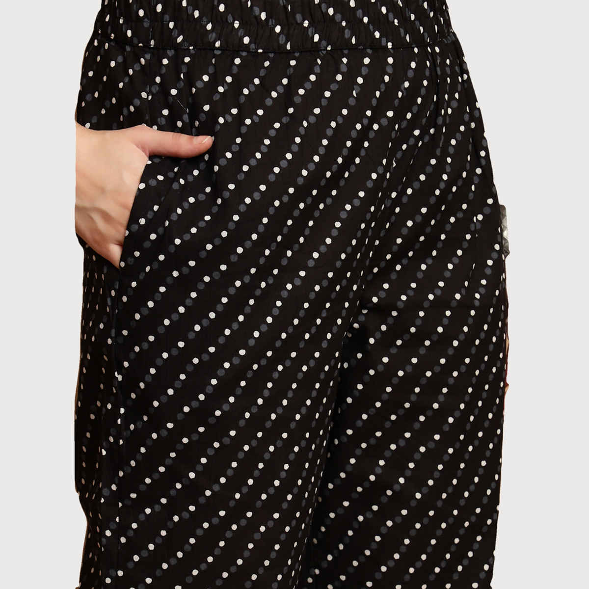 Bandia Women's Polka Dot Lace Embellished Co-ord Set | BANCS0278 | Black and White | M