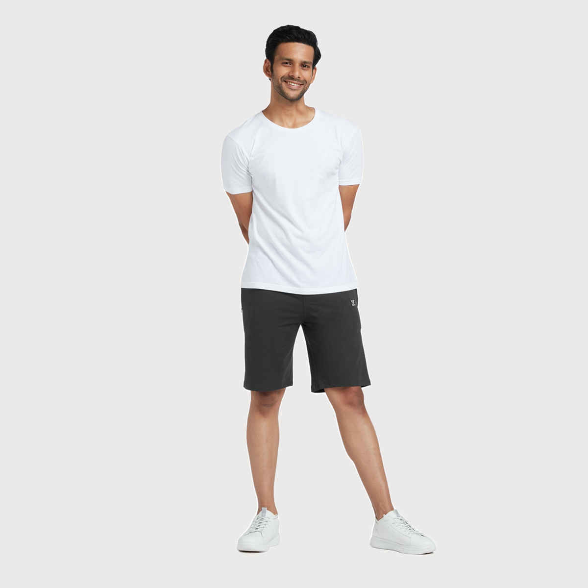 XYXX Mens Ace Cotton Solid Shorts | 2 Side Pocket With Zip | Grey - S