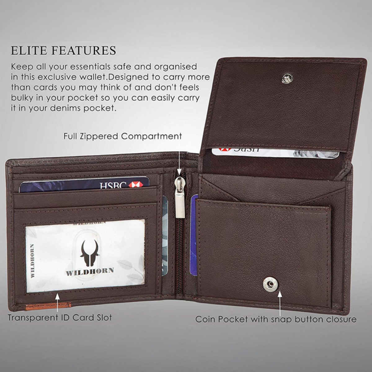 Wildhorn Men's Genuine Leather Bi-fold Wallet | Brown