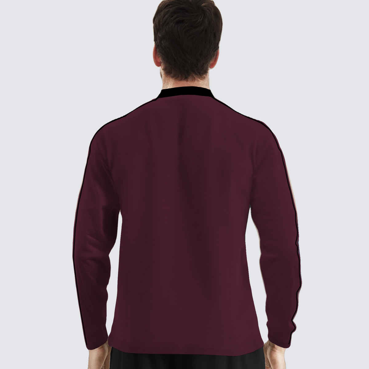 TRIPR Men Cotton Blend Mandarin Collar T-shirt | Maroon and Black - XL