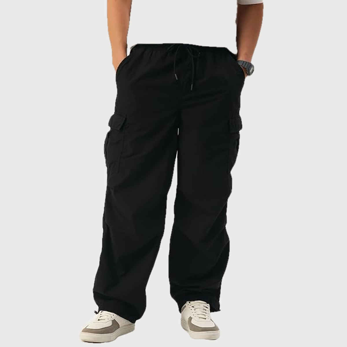 Bene Kleed Unisex Parachute Cargo Trousers | Black - 28