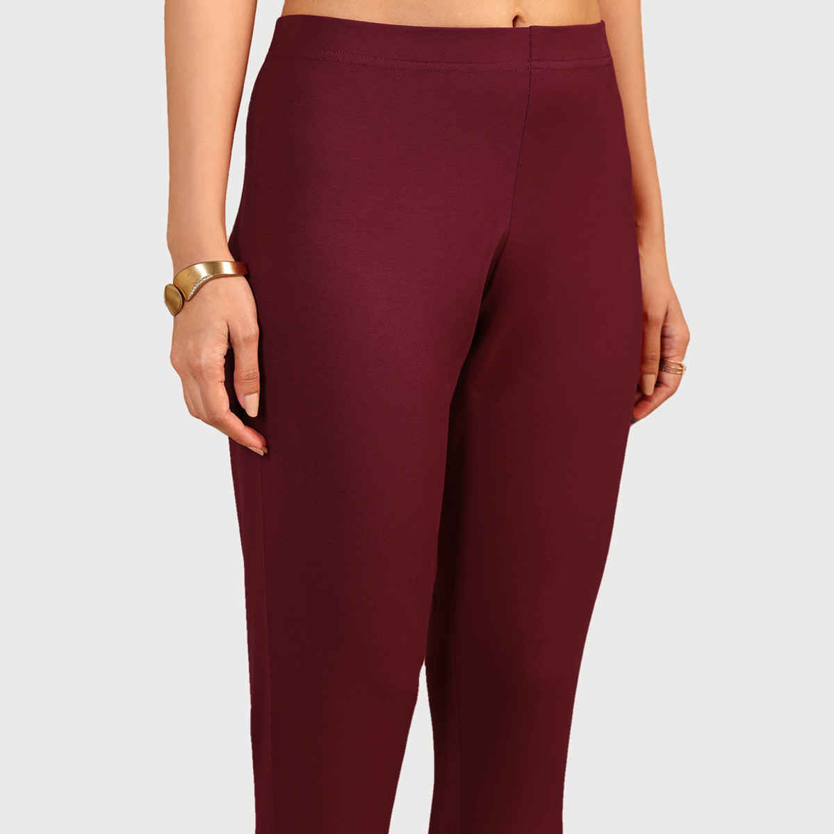 Libas Women's Solid Cotton Blend Legging | Maroon - M