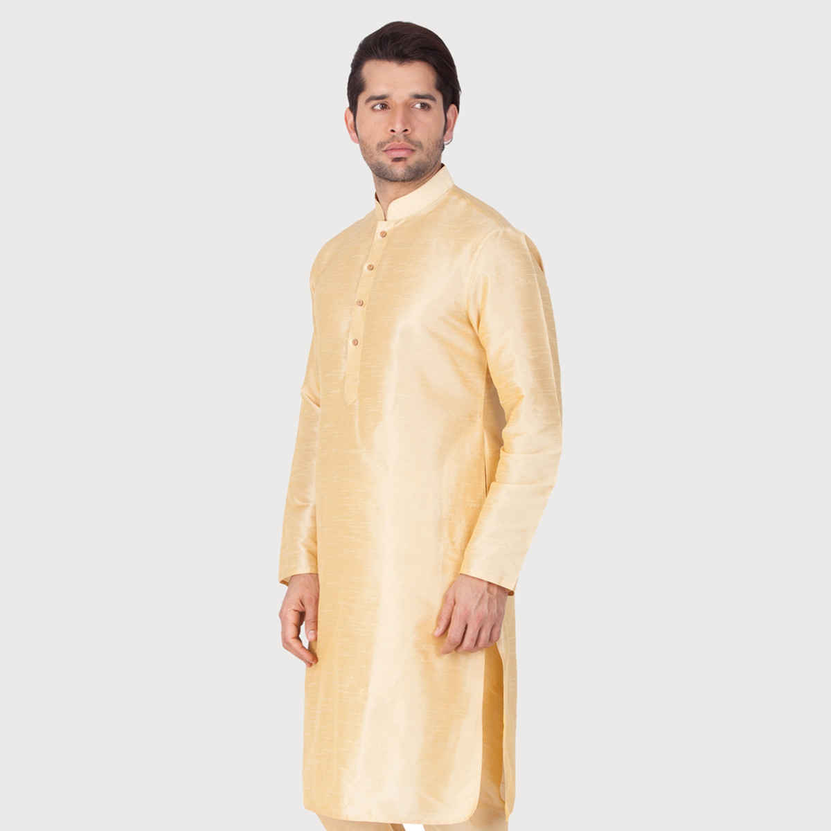 Vastramay Men's Silk Blend Kurta | Gold - M