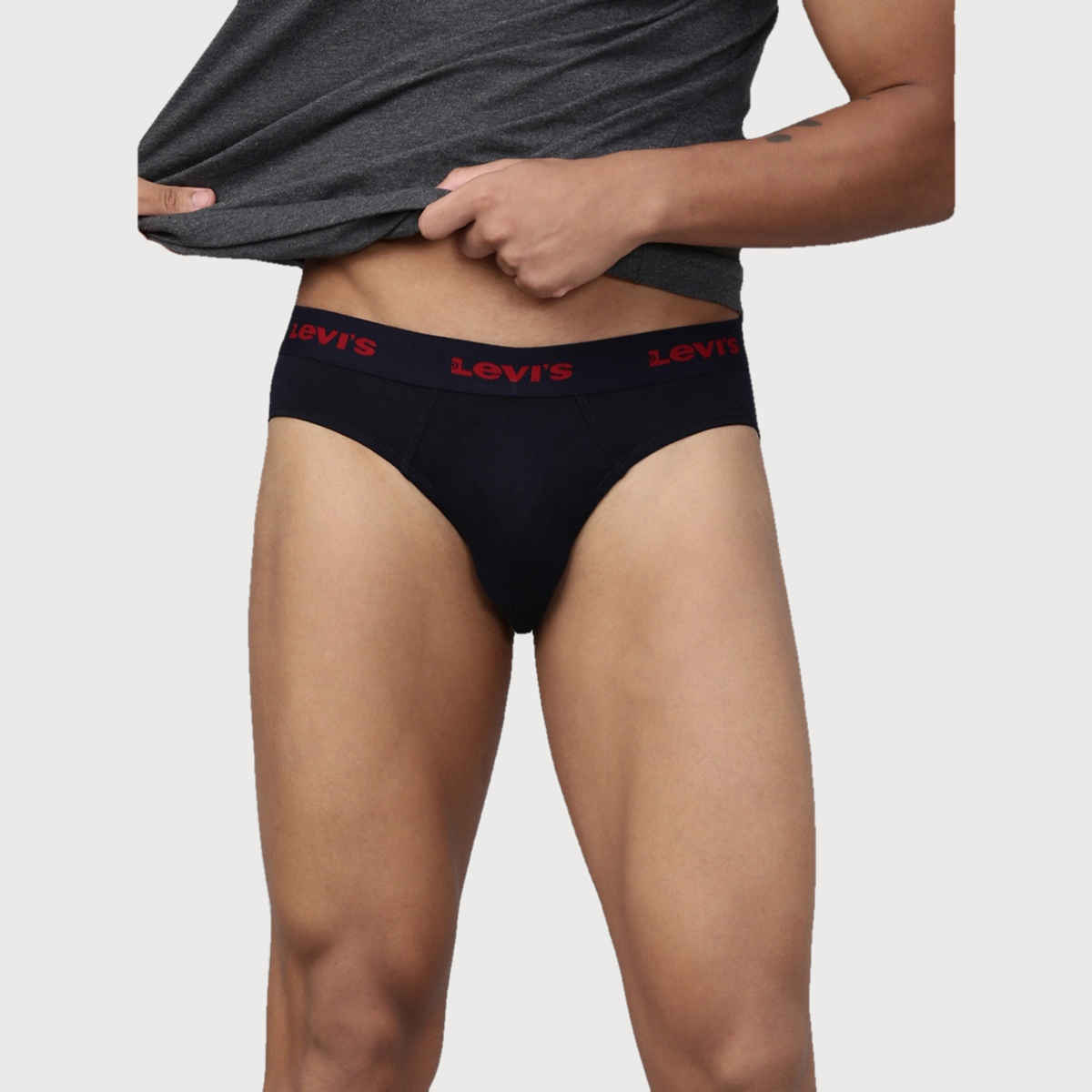 Levi's 009 Men's Neo Brief | Contoured Double Pouch | Pack of 2 | Lt. Grey Mel,Navy | L