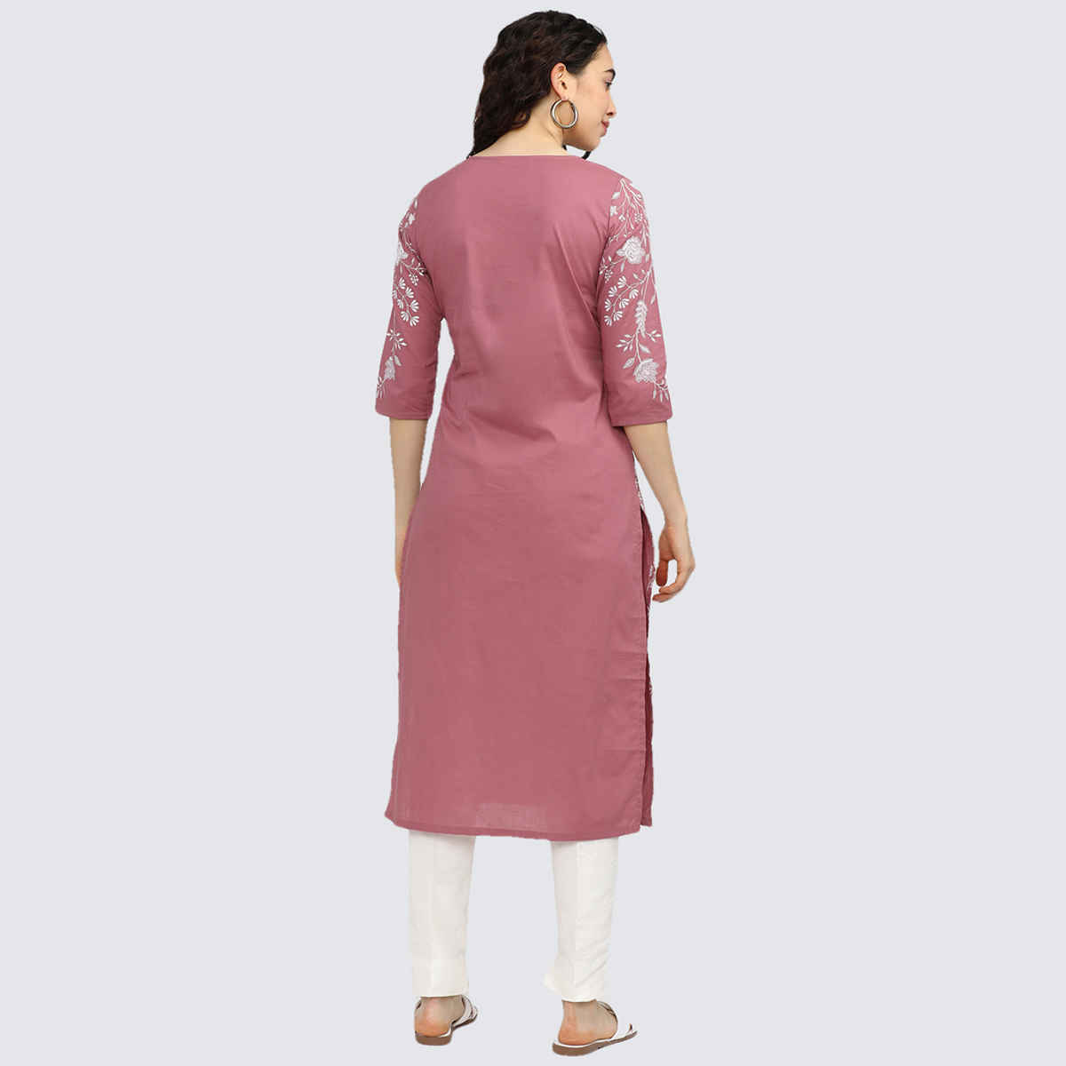 Vishudh Women's Floral Printed Keyhole Neck Kurta | VNKU011650 | Pink - XL
