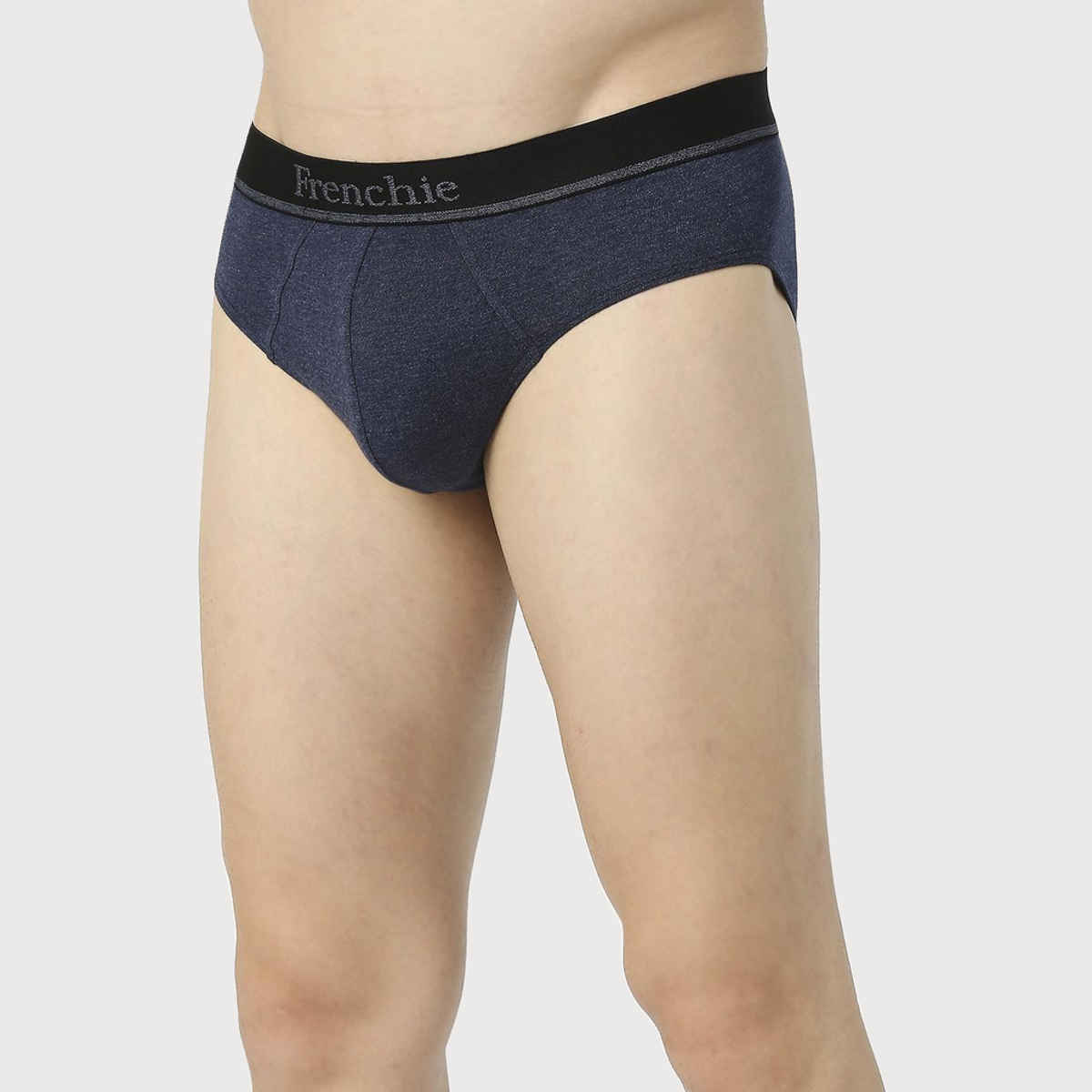 Frenchie Mens Brief Essentials | Pack of 2 | L | Grey Melange & Indigo Melange