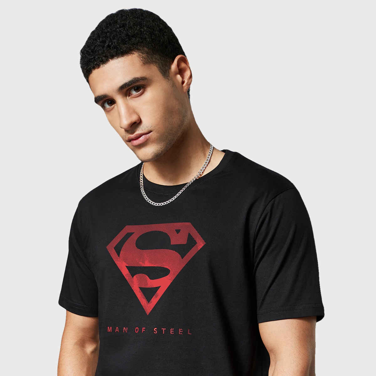The Souled Store Men's Regular Superman - Iconic Emblem T-shirts | Black | XL