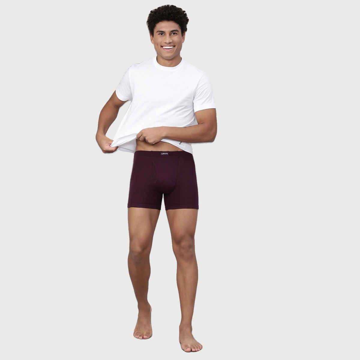 Levi's Men Pure Cotton Long Length Trunk | Ultrasoft Natural Hand Feel Waistband | Wine - L