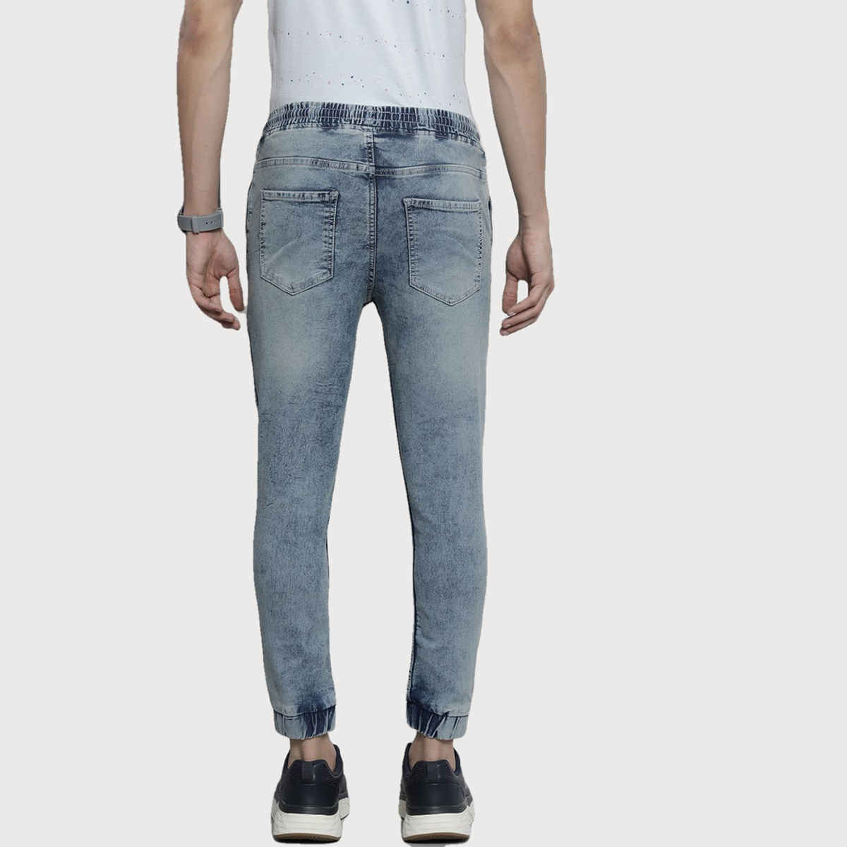 The Indian Garage Co Men's Slim Fit Solid Street Denim Jogger | Light Blue | 34