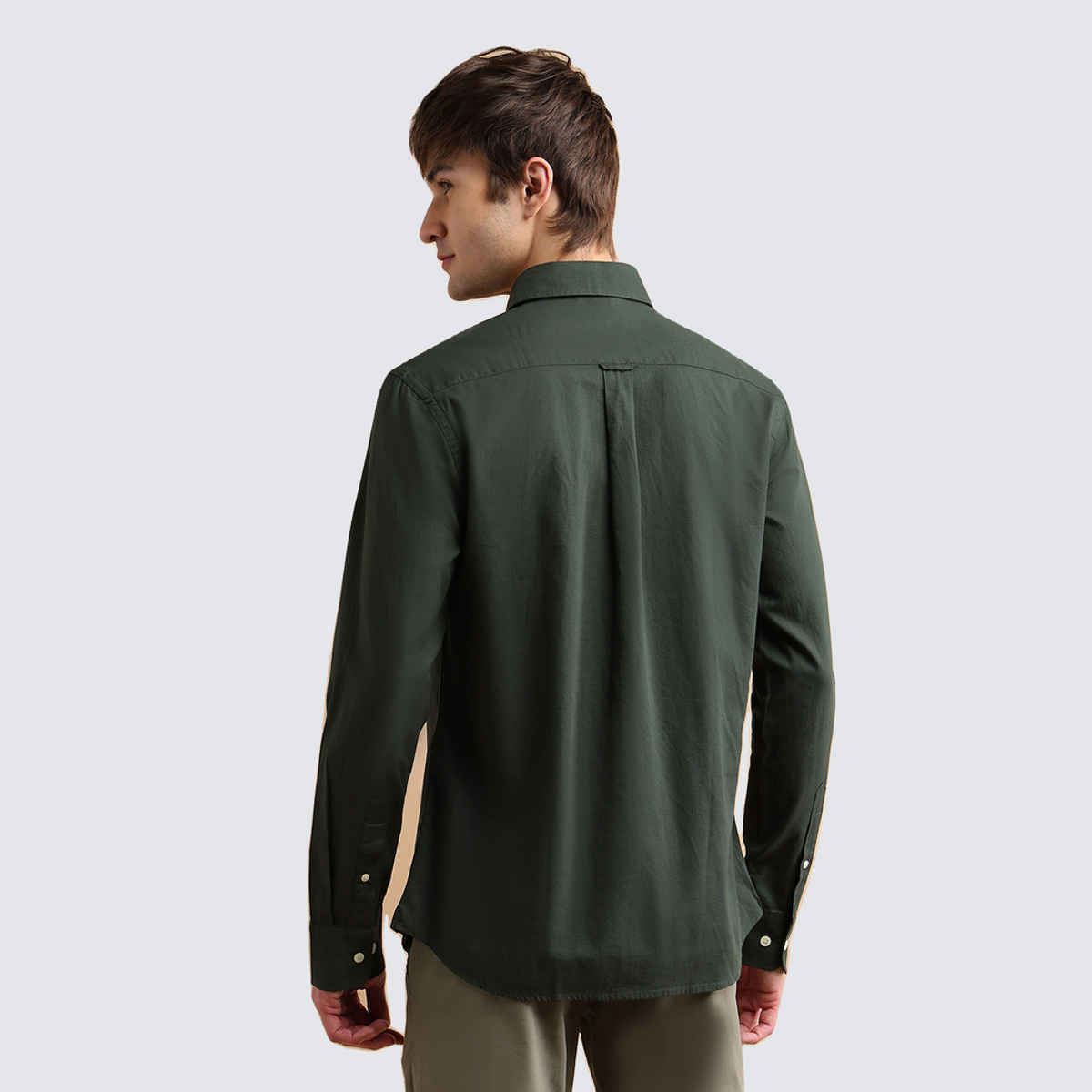 USPA Cotton Regular Fir Shirt For Man - Dark Green - XL