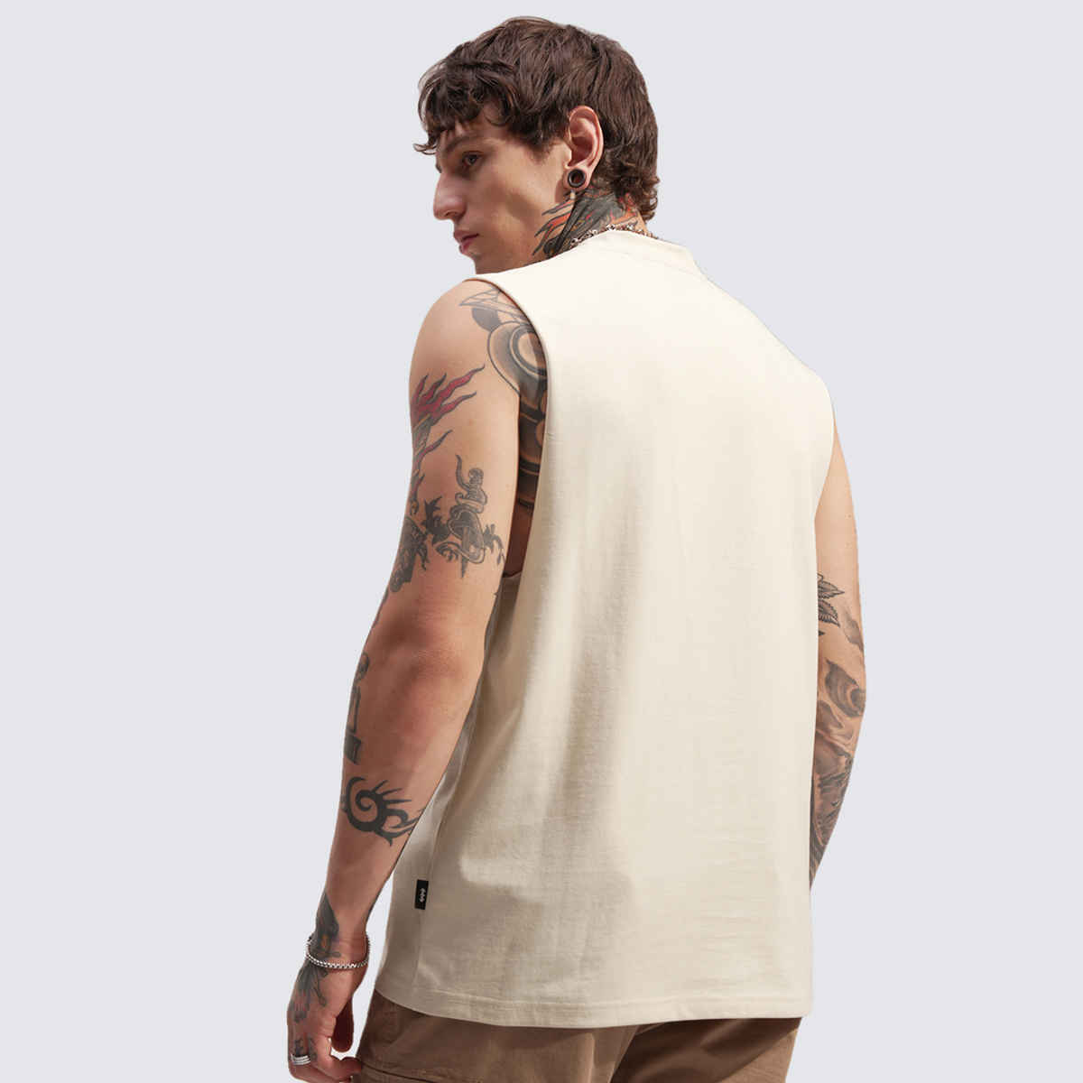 Highlander Men's Warner Bros Batman Relaxed Fit Tank T-shirt | Cream - L