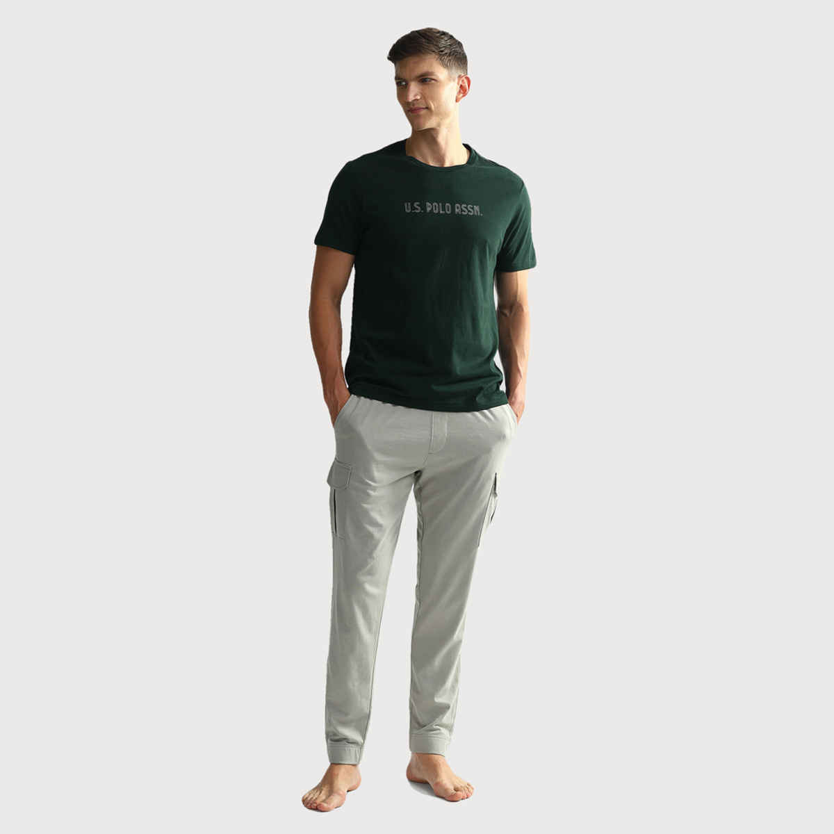 U.S. Polo Assn. Men's T-shirts | Sky Blue & Dark Green - XL