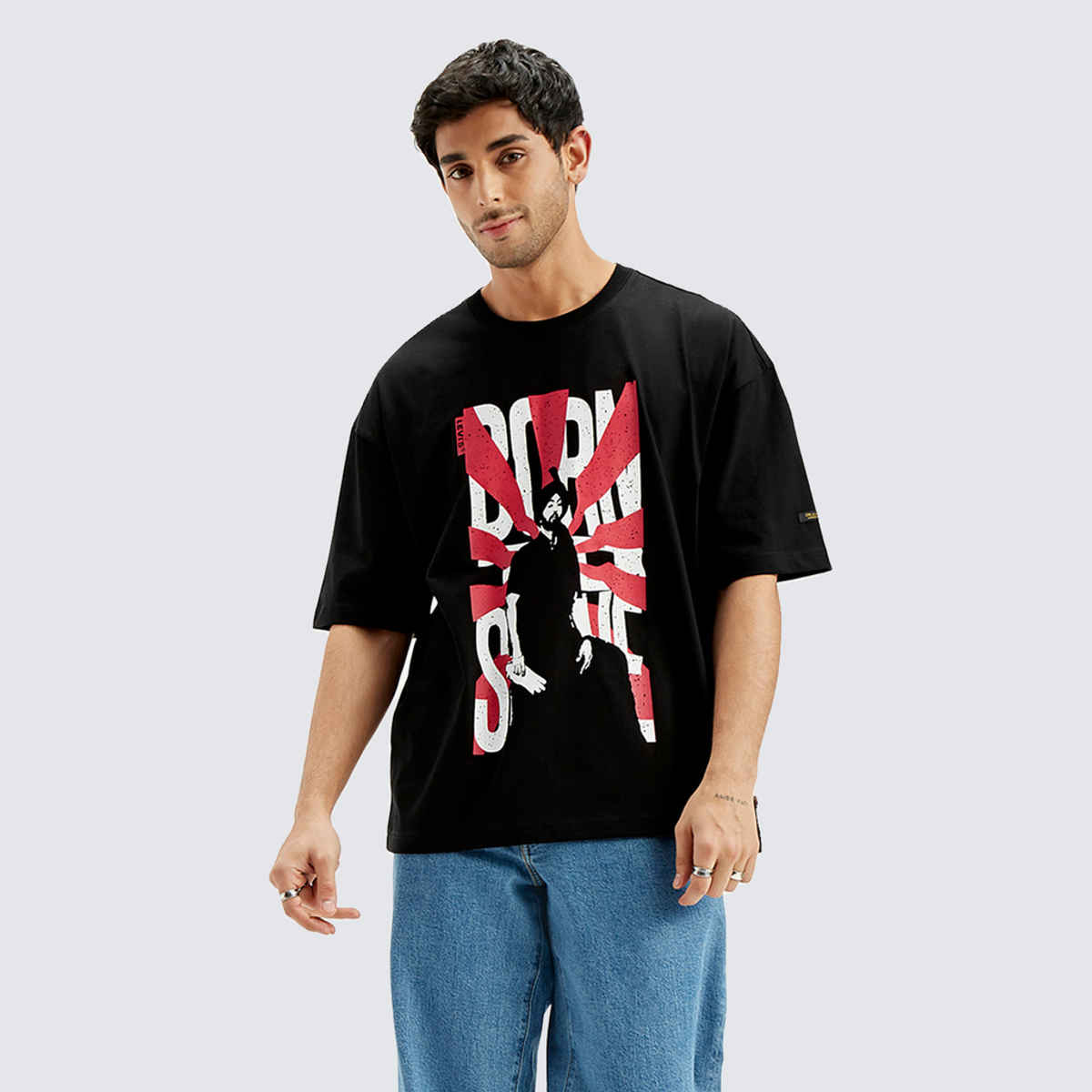 Levi's Men's X Diljit Unisex Graphic Print Loose Fit T-shirt | Black - L