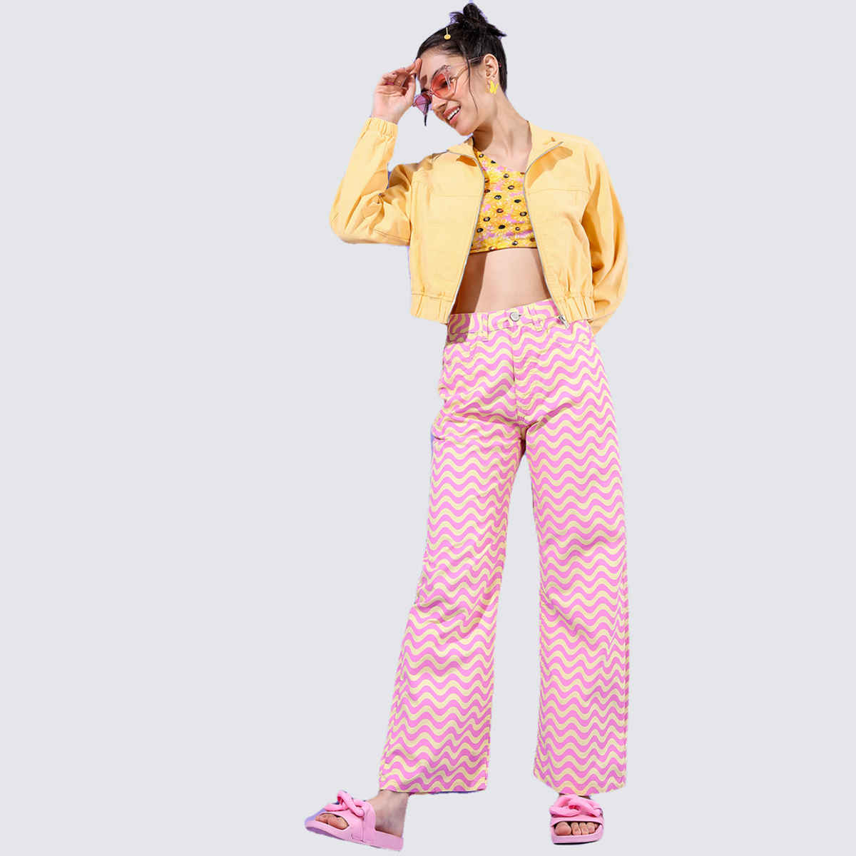 Tokyo Talkies Women's Solid Bomber Jacket | Yellow - M