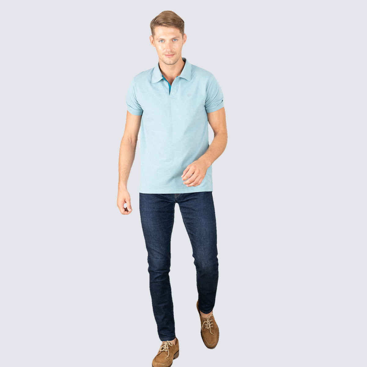Lux Cozi Men's Cotton Polo T-Shirt, Pale Green, S