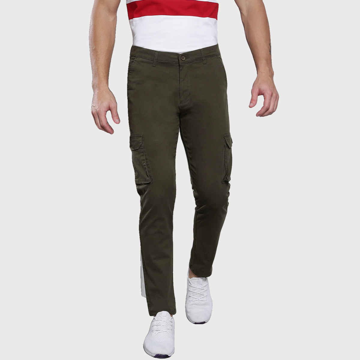 Dennis Lingo Men's Tapered Fit Cotton Cargos Trousers | Olive | 34