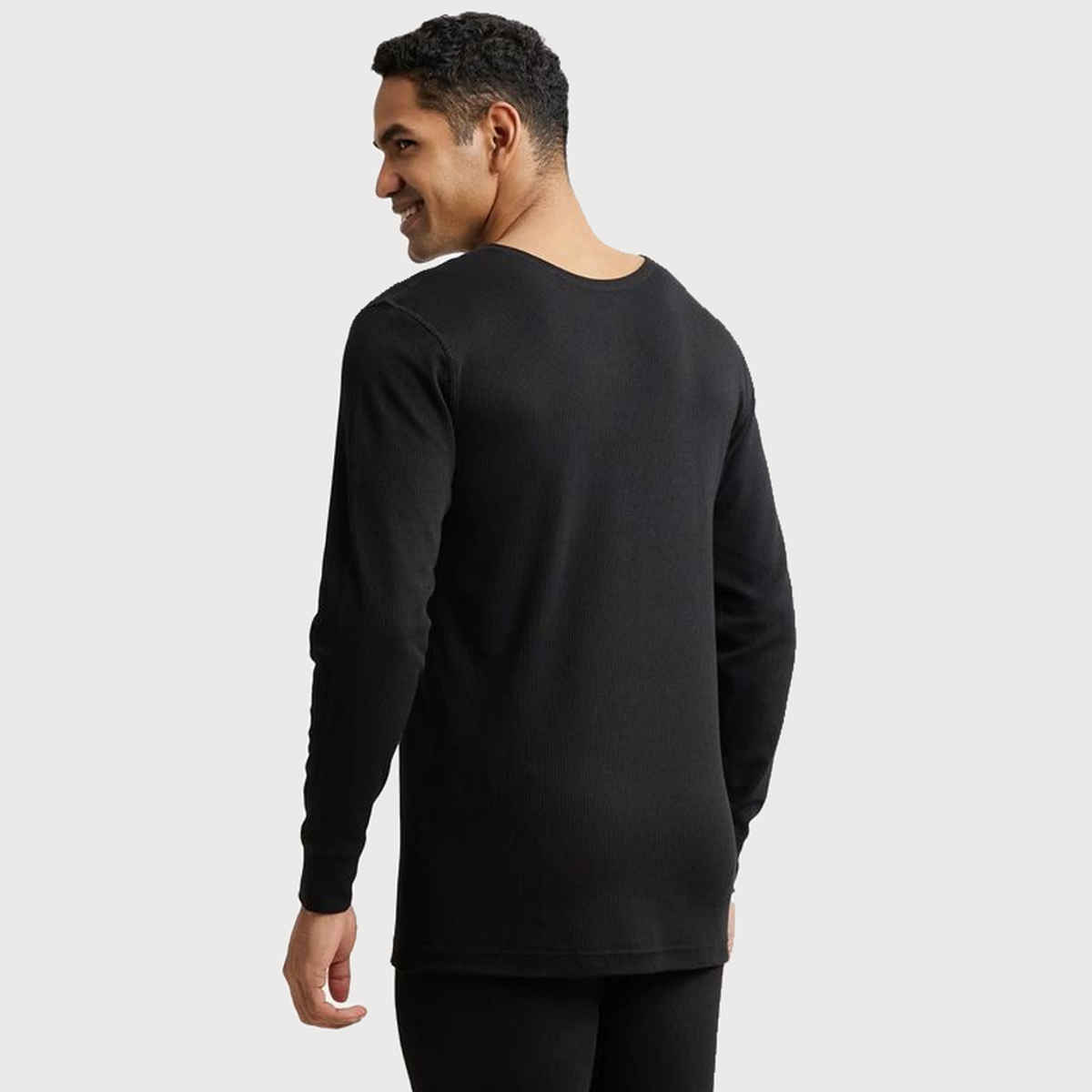 Jockey 2401 Men's Super Combed Cotton Rich Full Sleeve Thermal Undershirt | Black-S
