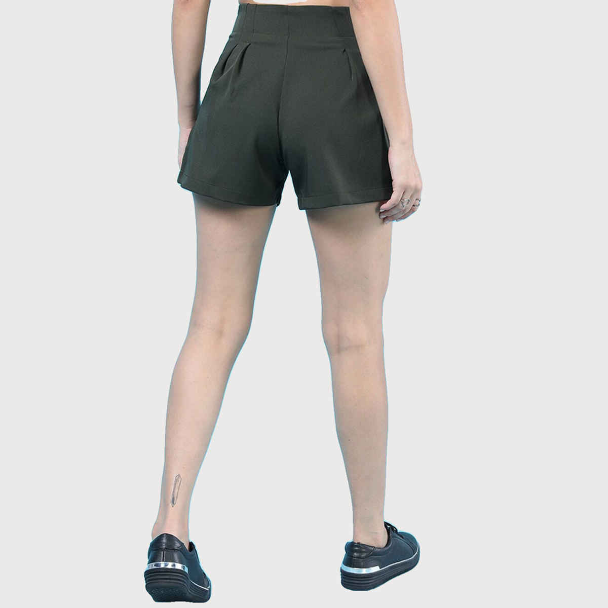 Freehand Women's Solid Flared Shorts | Green - 34