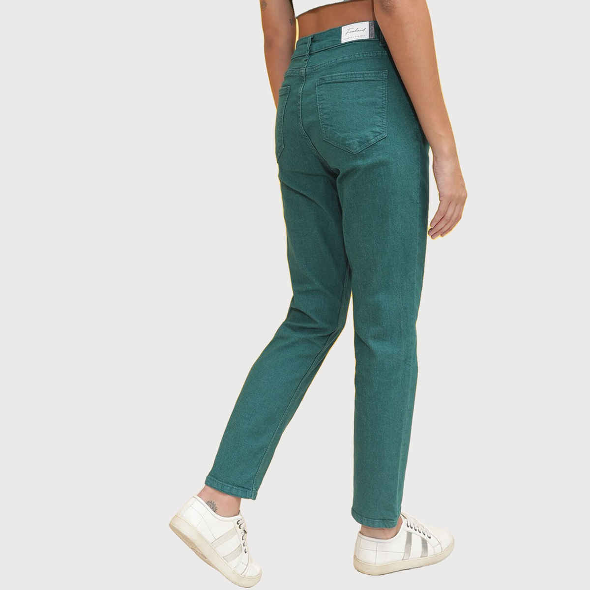 Freehand Women's Overdyed Straight Fit Denim Jeans | Green - 32