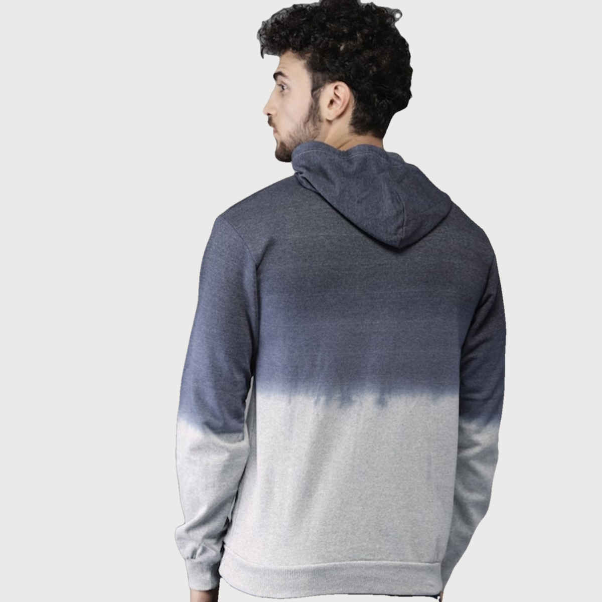 Campus Sutra Men's Pullover Ombre Sweatshirt With Ribbed Hem | Multicolour - M