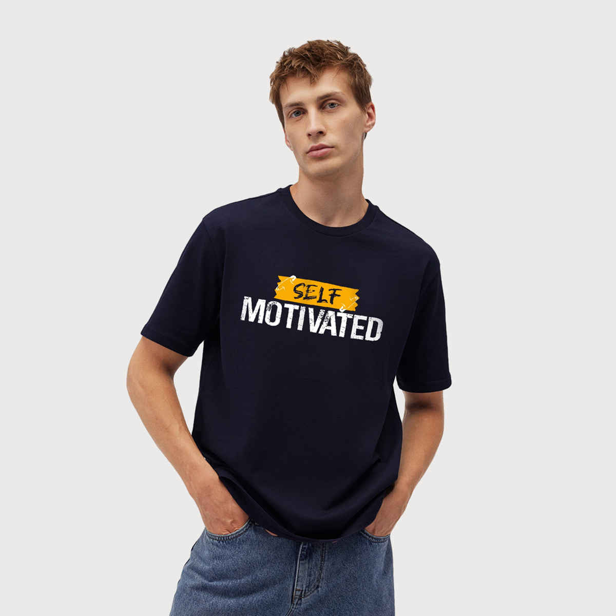De Tees Men's Half Sleeve T-shirt | MHS-MOTIVATION | Navy - XXL