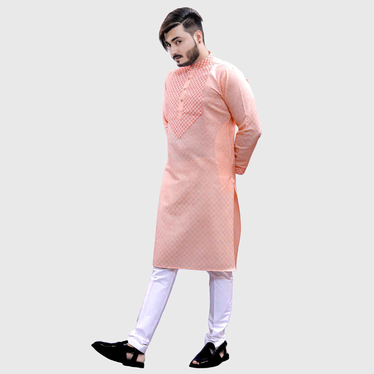 Tibra Collection Men Straight Kurta - Beige | Designer | Cotton Blend | XL