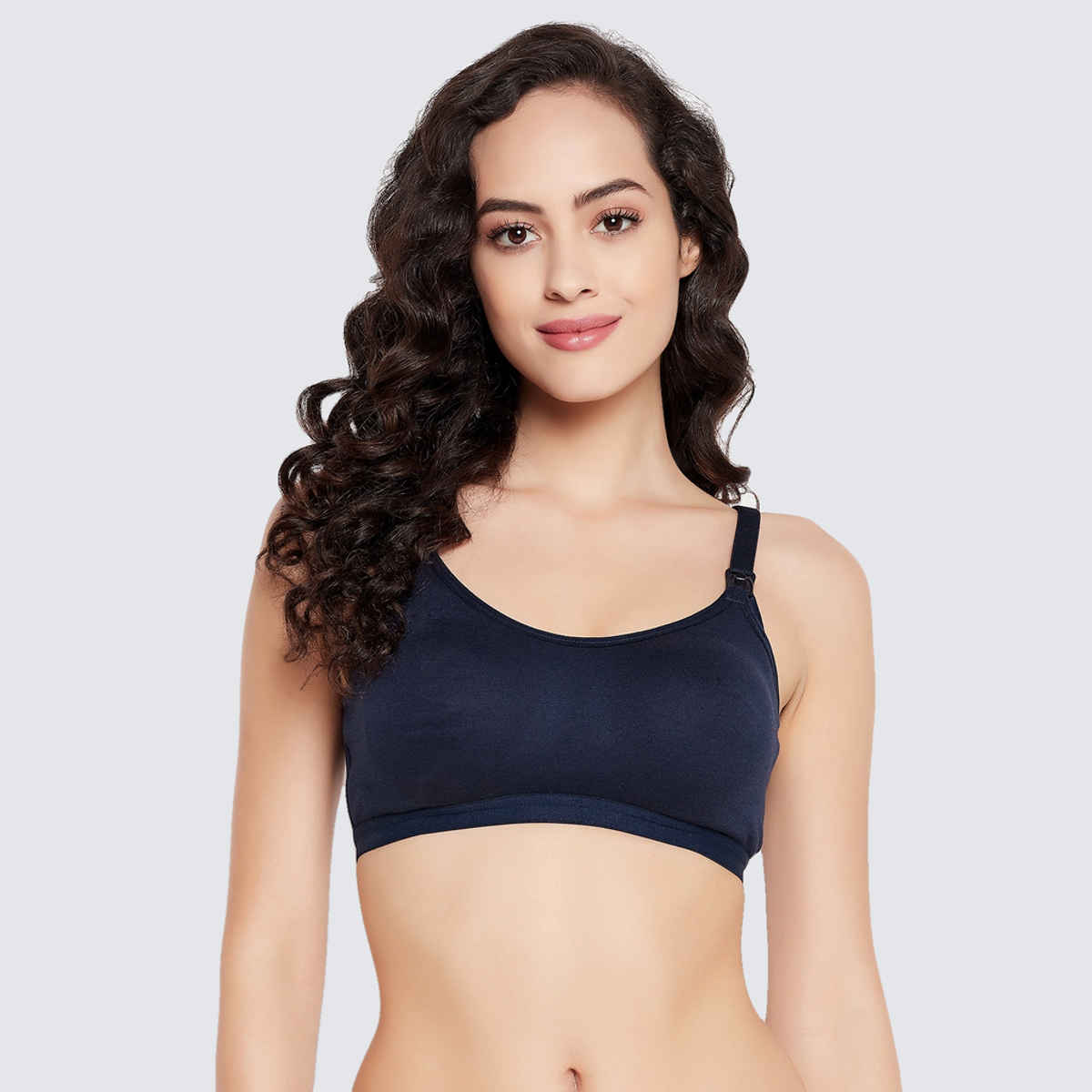 Clovia Women Lightly Padded Non-Wired Full Figure Feeding Bra - Cotton Rich | Blue | 42C