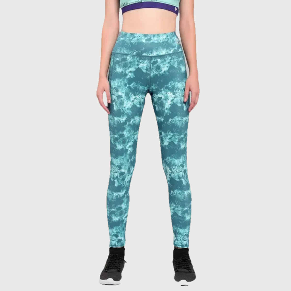 Technosport Women Printed Slim Fit Sports Tights With Elasto Plus | Shady Spume - Xxl