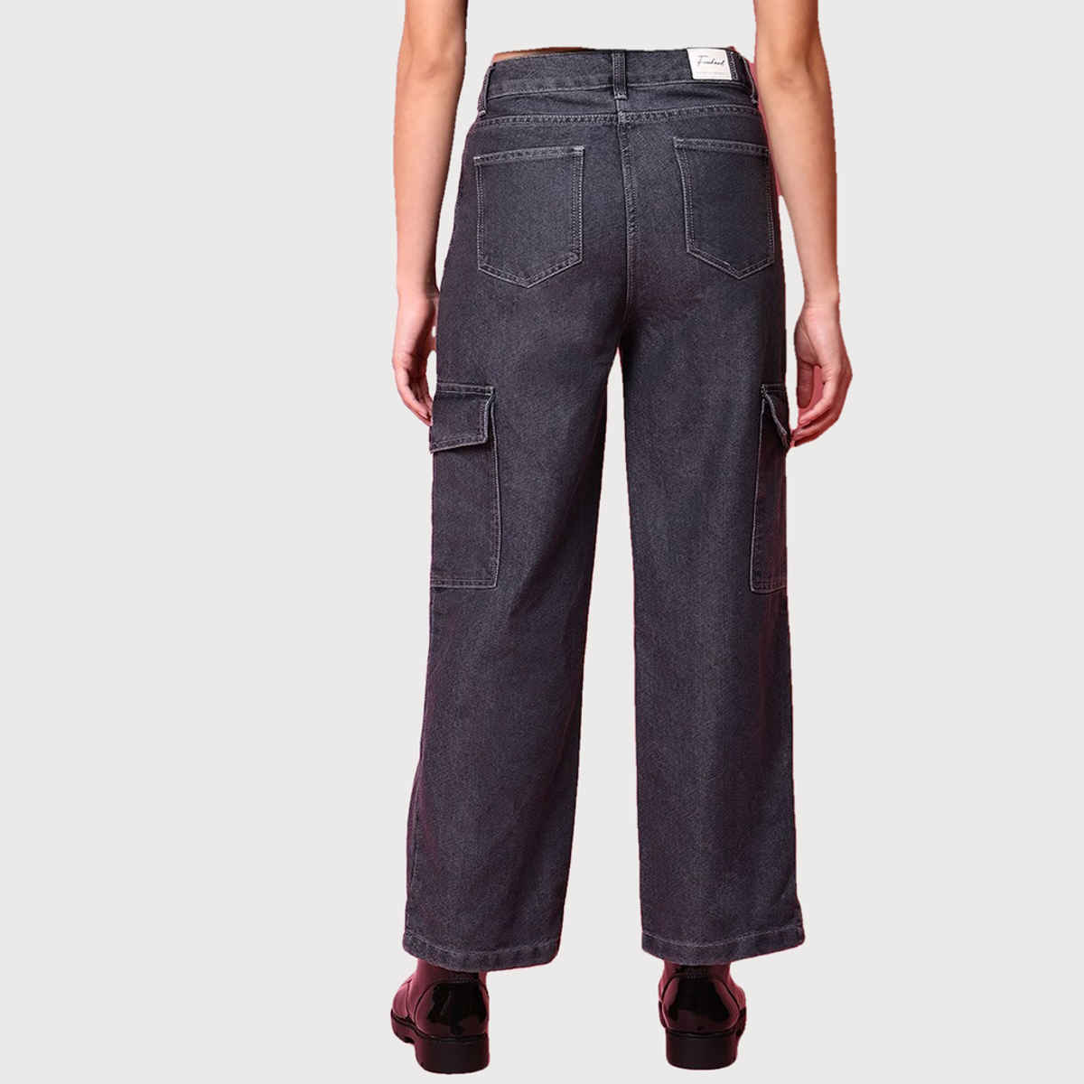 Freehand Women's Cargo Denim Jeans | Grey - 32