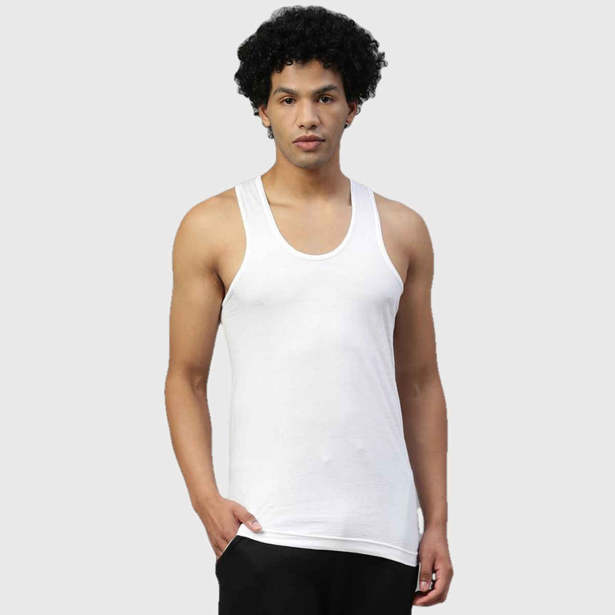 Dixcy Scott Originals Men's Solid Cotton Vest | White - L