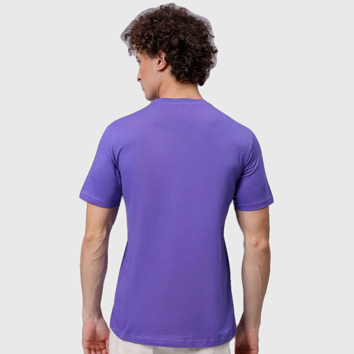 The Indian Garage Co Men's Slim Fit Placement Print Casual T-shirt | Purple Swirl - M