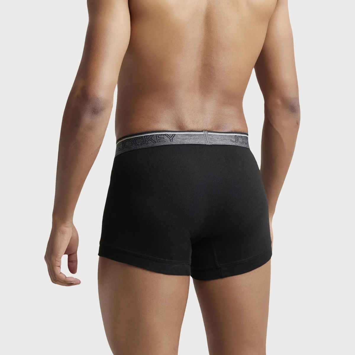 Jockey 8015 Men's Super Combed Cotton Rib Underwear Solid Trunk|Ultrasoft Waistband|PO2 | Black-XL