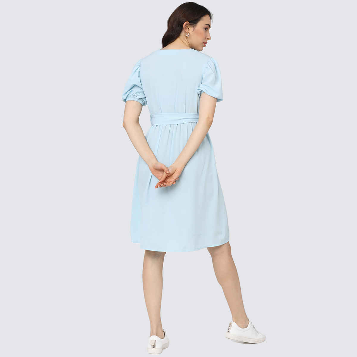 Tokyo Talkies Women's A-Line Knee Length Dress | Blue - M